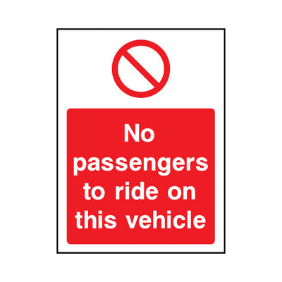 No Passengers To Ride On This Vehicle - Portrait Sign GP100 GP PT1