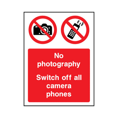 No Photography - Switch Off All Camera Phones - Portrait Sign GP113 GP PT1
