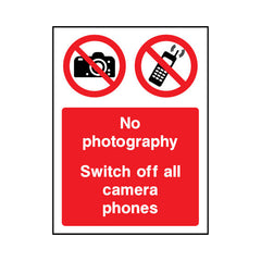 No Photography - Switch Off All Camera Phones - Portrait Sign GP113 GP PT1
