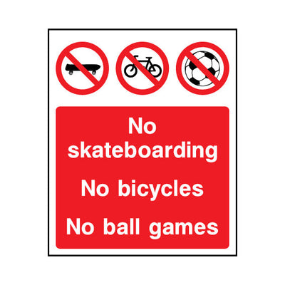 No Skateboarding - No Bicycles - No Ball Games - Portrait Sign PP030 PP PT1