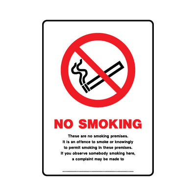 No Smoking - It Is An Offence To Smoke Or Knowingly To Permit - Portrait Sign SP081 SP PT1