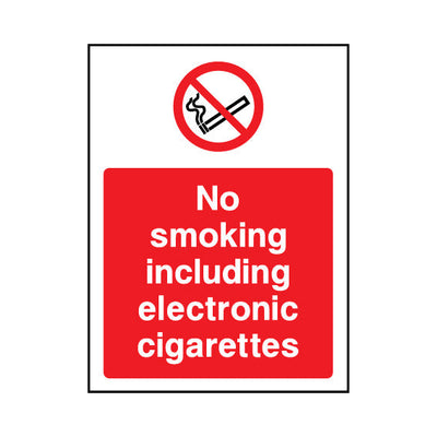 No Smoking Including Electronic Cigarettes - Portrait Sign SP065 SP PT1