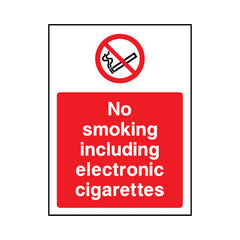 No Smoking Including Electronic Cigarettes - Portrait Sign SP065 SP PT1