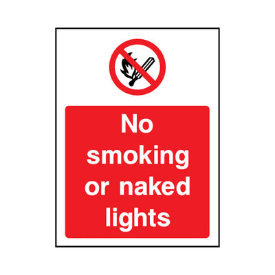 No Smoking Or Naked Lights - Portrait Sign SP054 SP PT1