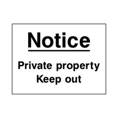 Notice - Private Property Keep Out - Landscape Sign S101 SE LN1