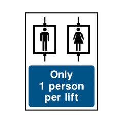 Only 1 Person Per Lift - Portrait Sign LS028 LS PT1
