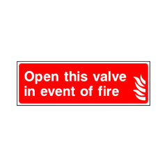 Open This Valve In The Event Of Fire & Icon - Landscape Sign FE040 FE LN3