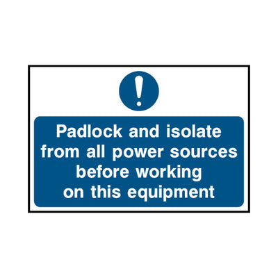 Padlock And Isolate From All Power Sources Before Working - Landscape Sign LKS005 LKS LN1