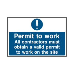 Permit To Work All Contractors Must Obtain A Valid Permit - Landscape Sign - LN1 CN003 CN
