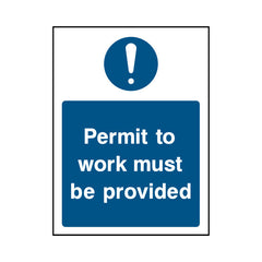 Permit To Work Must Be Provided - Portrait Sign MG028 MG PT1
