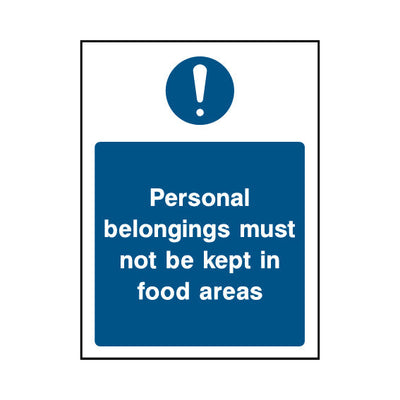 Personal Belongings Must Not Be Kept In Food Areas - Portrait Sign FPH009 FPH PT1