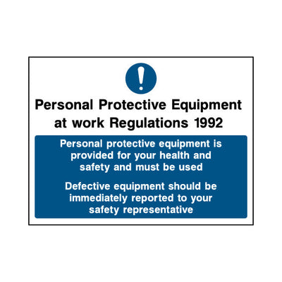 Personal Protective Equipment At Work Regs 92 - PPE Is Provided - Landscape Sign PC017 PC LN1