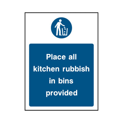 Place All Kitchen Rubbish In Bins Provided - Portrait Sign FPH015 FPH PT1