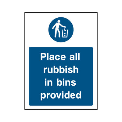 Place All Rubbish In Bins Provided - Portrait Sign MG027 MG PT1