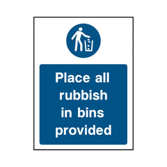 Place All Rubbish In Bins Provided - Portrait Sign MG027 MG PT1