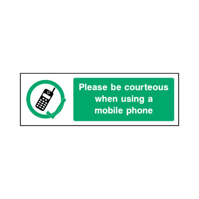 Please Be Courteous When Using A Mobile Phone - Landscape Sign GP134 GP LN3