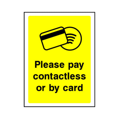 Please Pay Contactless Or By Card - Landscape Sign C058 CO LN3
