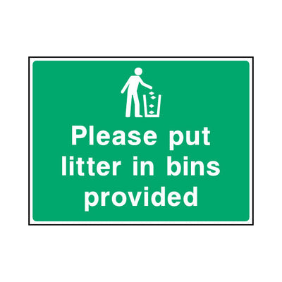 Please Put Litter In Bins Provided - Landscape Sign - LN1 CA081 CA