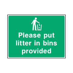Please Put Litter In Bins Provided - Landscape Sign - LN1 CA081 CA