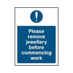 Please Remove Jewellery Before Commencing Work - Portrait Sign FPH027 FPH PT1