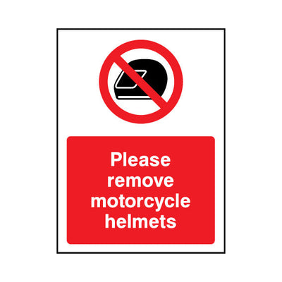 Please Remove Motorcycle Helmets - Portrait Sign GP121 GP PT1