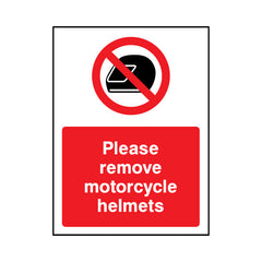 Please Remove Motorcycle Helmets - Portrait Sign GP121 GP PT1