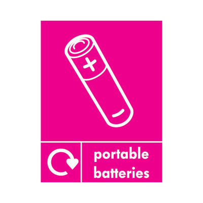 Portable Batteries Recycling Icon - Portrait Sign ER059 ER PT1