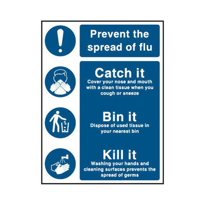 Prevent The Spread Of Flu - Catch It, Bin It, Kill It - Portrait Sign FPH109 FPH PT1
