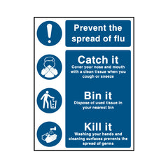 Prevent The Spread Of Flu - Catch It, Bin It, Kill It - Portrait Sign FPH109 FPH PT1