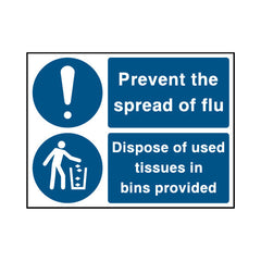 Prevent The Spread Of Flu - Dispose Of Used Tissues - Landscape Sign FPH111 FPH LN1