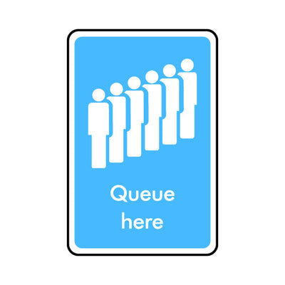 Queue Here - Portrait Sign IS035 IS PT1
