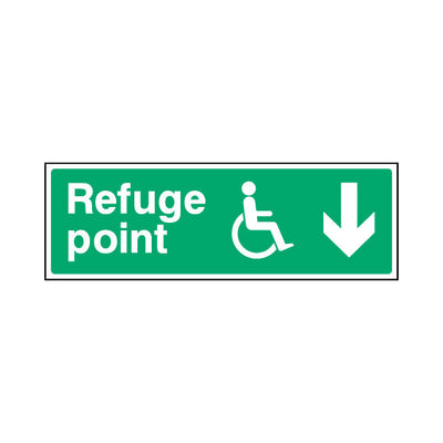 Refuge Point & Disabled Icon - Arrow Down - Landscape Sign EE074 EE LN3