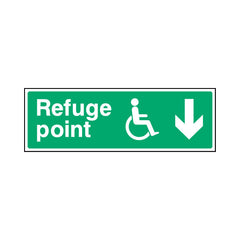 Refuge Point & Disabled Icon - Arrow Down - Landscape Sign EE074 EE LN3