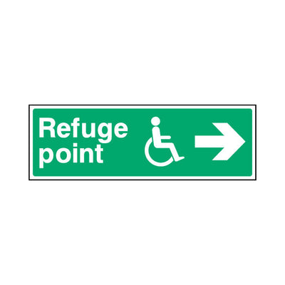 Refuge Point & Disabled Icon - Arrow Right - Landscape Sign EE072 EE LN3