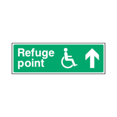 Refuge Point & Disabled Icon - Arrow Up - Landscape Sign EE073 EE LN3