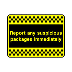 Report Any Suspicious Packages Immediately - Landscape Sign S078 SE LN1
