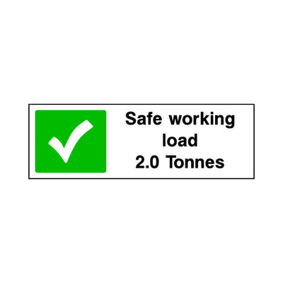 Safe Working Load 2.0 Tonnes - Landscape Sign GS010 GS LN3
