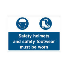 Safety Helmets And Safety Footwear Must Be Worn - Landscape Sign - LN1 CN001 CN