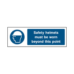 Safety Helmets Must Be Worn Beyond This Point - Landscape Sign PPE015 PPE LN3