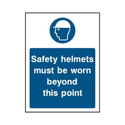 Safety Helmets Must Be Worn Beyond This Point - Portrait Sign PPE039 PPE PT1
