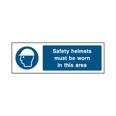 Safety Helmets Must Be Worn In This Area - Landscape Sign PPE013 PPE LN3