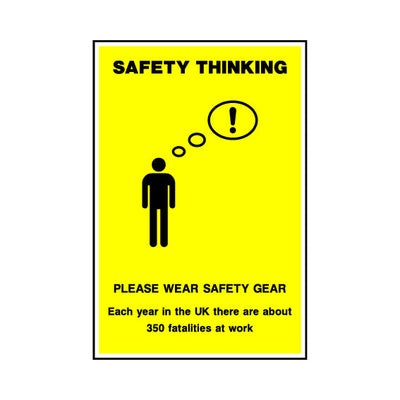 Safety Thinking Please Wear Safety Gear - Portrait Sign SAP008 SAP PT1