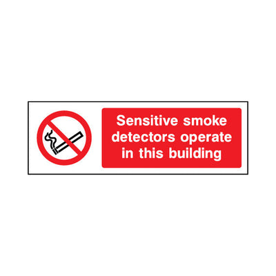 Sensitive Smoke Detectors Operate In This Building - Landscape Sign SP034 SP LN3
