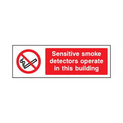 Sensitive Smoke Detectors Operate In This Building - Landscape Sign SP034 SP LN3