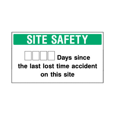 Site Safety - Days Since The Last Lost Time Accident On This Site - Landscape Sign - LN2 CN008 CN