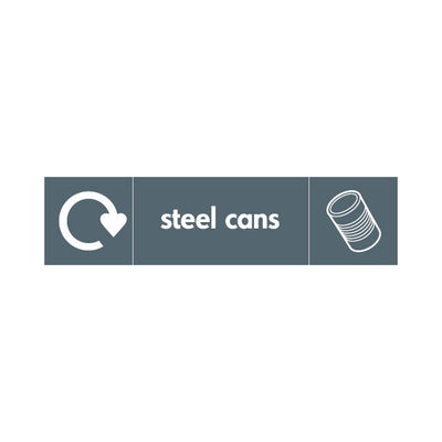 Steel Cans Recycling & Icon - Landscape Sign MR032 MR LN3