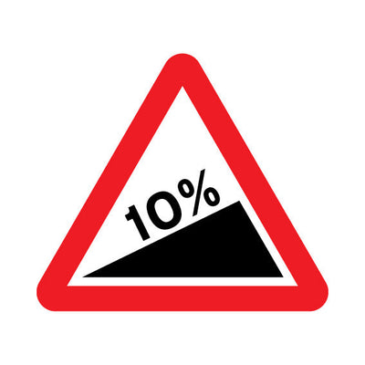 Steep Hill Upwards - 10% Ascent (UK Traffic) - Landscape Sign UKT008 UKT LN1