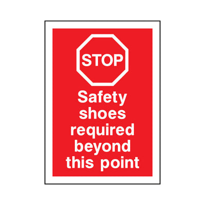 Stop - Safety Shoes RequiRed Beyond This Point - Portrait Sign PC015 PC PT1