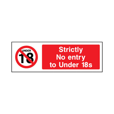 Strictly No Entry To Under 18s - Landscape Sign GP130 GP LN3