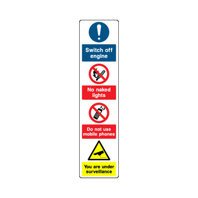 Switch Off Engine, No Naked Lights, No Phones (fuel Station Safety) - Portrait Sign GS037 GS PT3